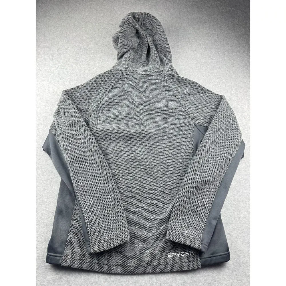 Spyder 1/4 Zip Gray Black Pullover Hooded Sweater Jacket - Men Size M